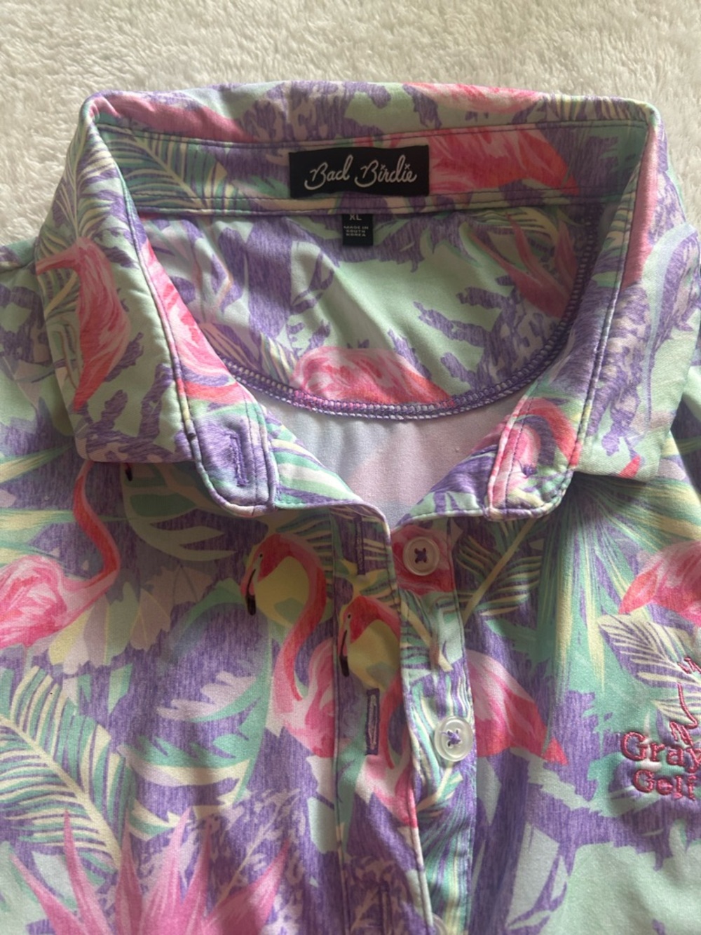 Bad Birdie Women’s Golf Polo Tropical Flamingo
